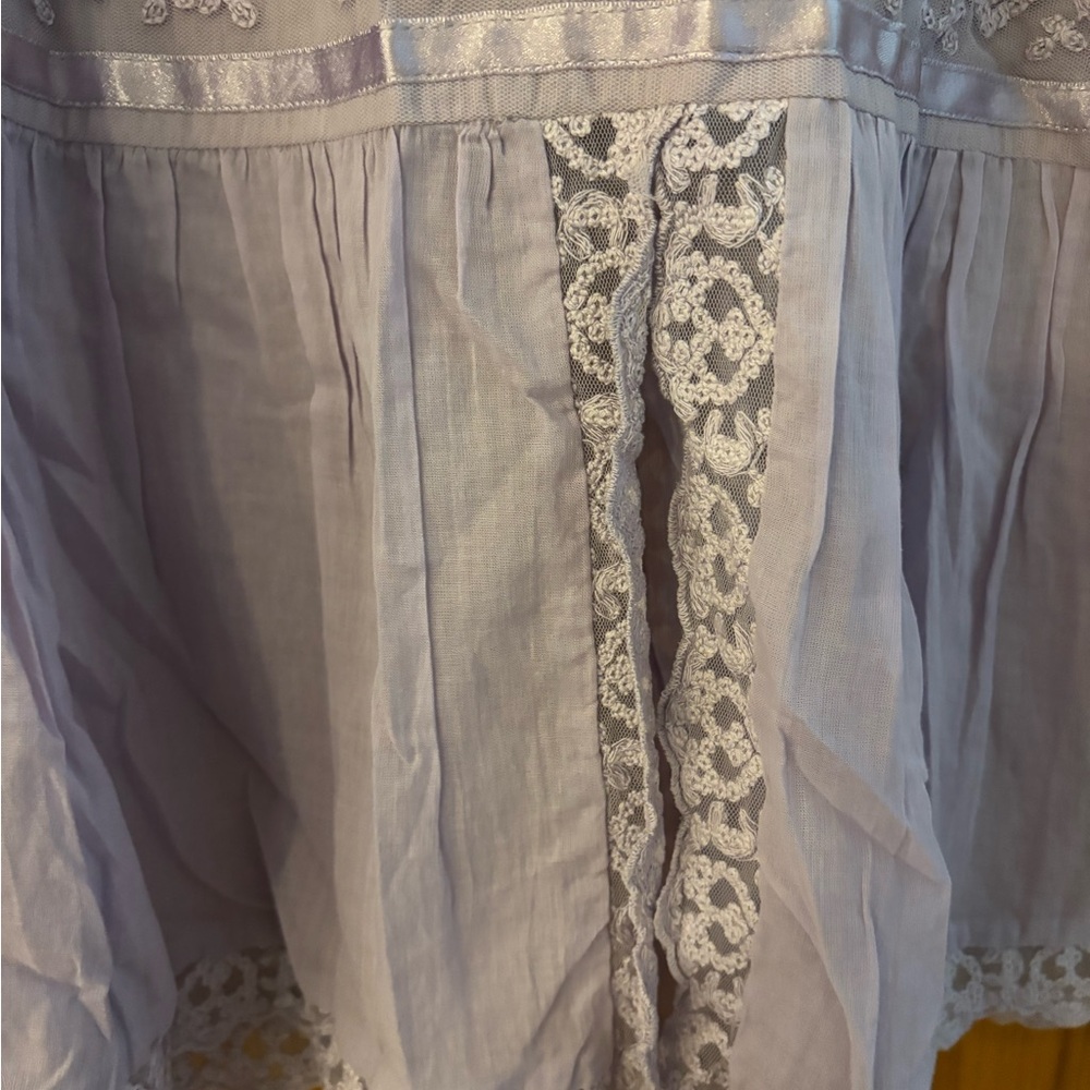 Free People chic Lavender cotton Maxi Lace-Trim Skirt. - Picture 2 of 6